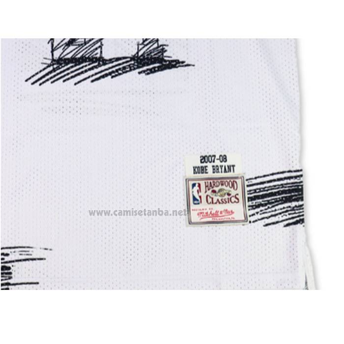 Camiseta Los Angeles Lakers Kobe Bryant NO 24 Mitchell & Ness 2007-08 Blanco